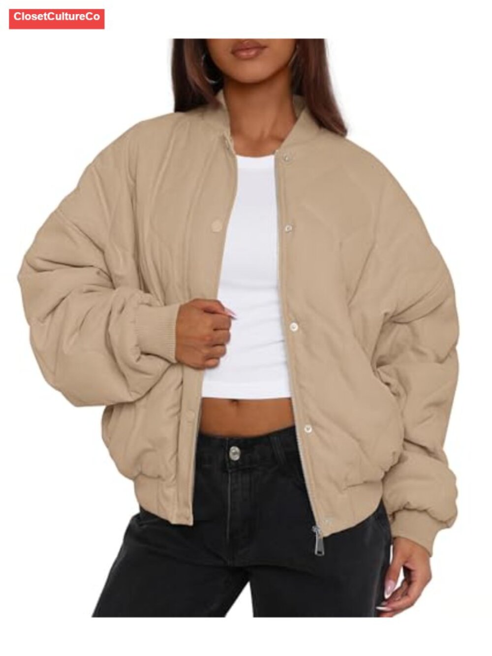 PRETTYGARDEN Quilted Bomber Jacket Lightweight Cropped Zip Up Women